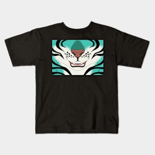 Teal Tiger Face Kids T-Shirt